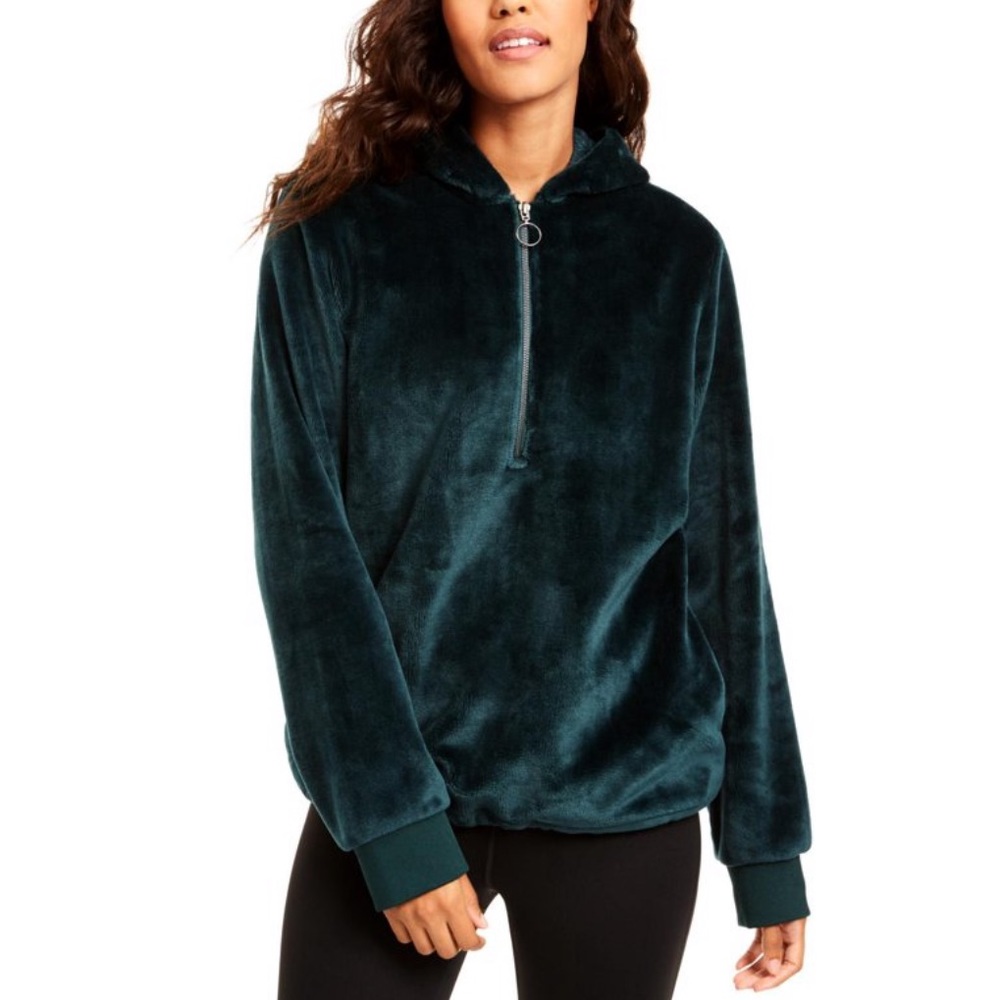 Ideology Womens Fleece Cold Weather Velour Jacket Deep Pine Size:S